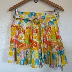 Place Nationale Ceinture Belted Skirt in Mixed Daisy Size L